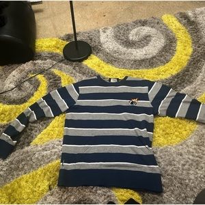 THE HUNDREDS blue and grey striped crewneck